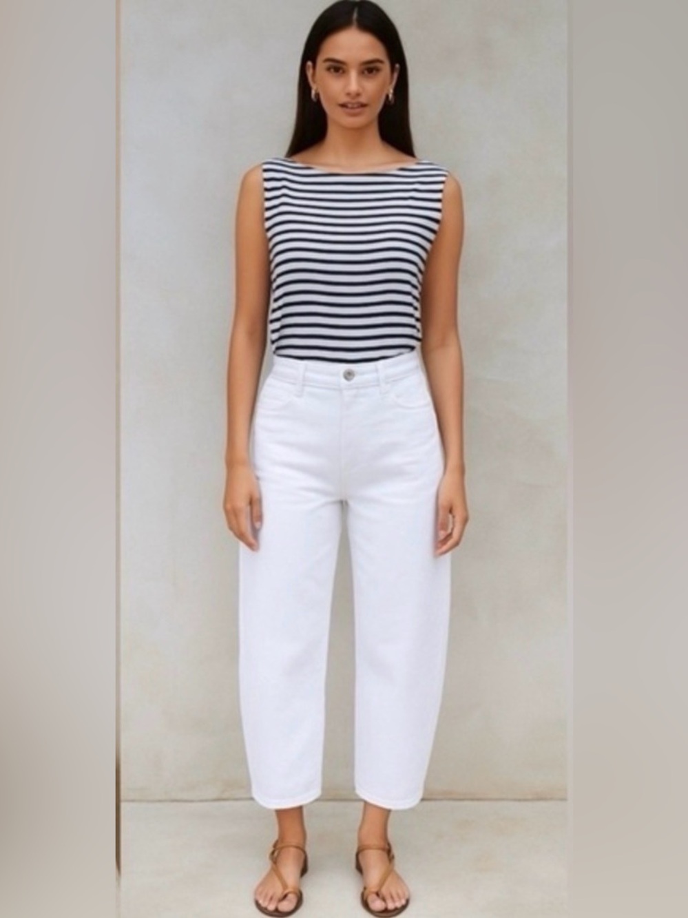 AYR White Cropped Wide-Leg Pants